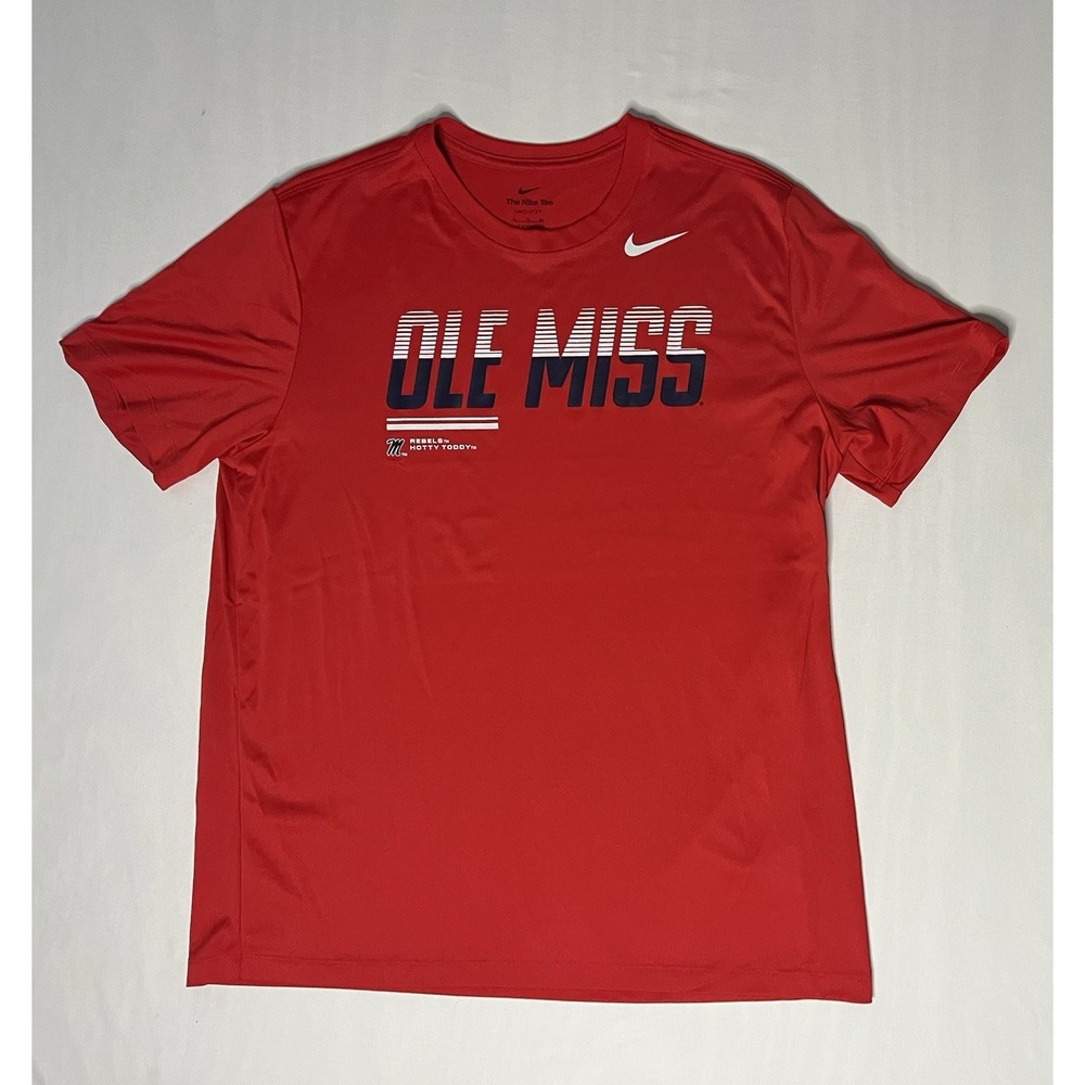 Nike Dri Fit Ole Miss Rebels T Shirt Men's Size XL Red Short Sleeve Football